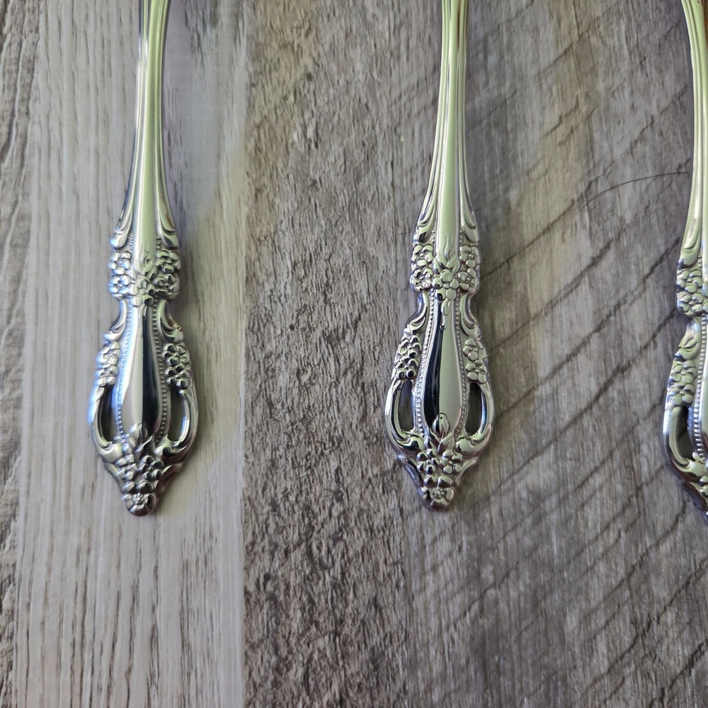Oneida Raphael Distinction Deluxe Stainless Place Soup Spoon Set of 5 Floral HH - Picture 2 of 7
